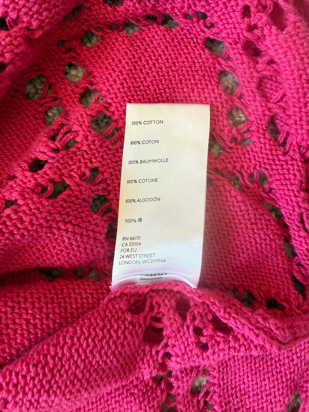 Free People Emily Fauxchet Open-Knit Short Sleeve Cardigan Hot Pink XS - Picture 7 of 7